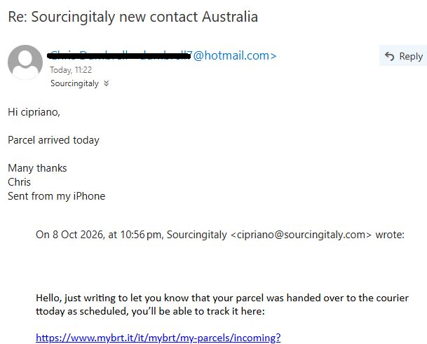 Sourcingitaly To Australia 611